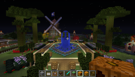 Spawn mit Brunnen und Mühle